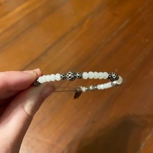 Alex and Ani Silver and White Beaded Bracelet